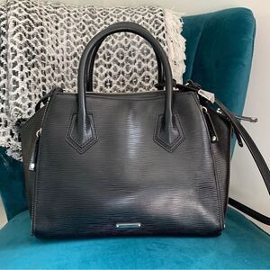 REBECCA MINKOFF BLACK LEATHER SATCHEL BAG